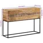 vidaXL Table console 110x30x75 cm bois de manguier massif brut et fer