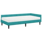 vidaXL Cadre de lit d'angle avec matelas Autre 2 Pièces Turquoise Velours