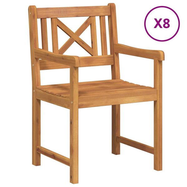 vidaXL Chaises de jardin 8 Pièces Naturel Bois d'Acacia Massif