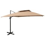 vidaXL Parasol de jardin déporté avec double plateau 300 x 300 cm Taupe