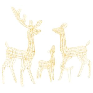 vidaXL Famille de rennes de décoration Acrylique 300 LED blanc chaud