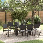 vidaXL Ensemble de salle à manger pour jardin 9 Pièces Noir