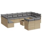 vidaXL Salon de jardin avec coussins 13 Pièces beige résine tressée