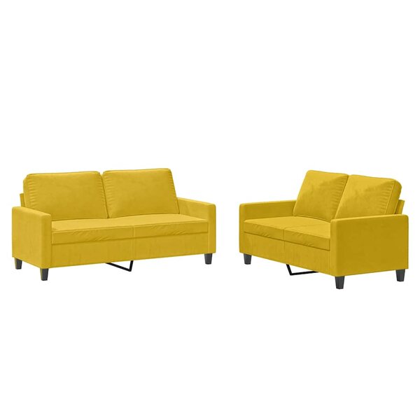 vidaXL Ensemble de canapés 2 Pièces avec coussins Jaune Velours