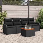vidaXL Ensemble de canapé de jardin 5 Pièces Noir 55 x 55 x 37 cm