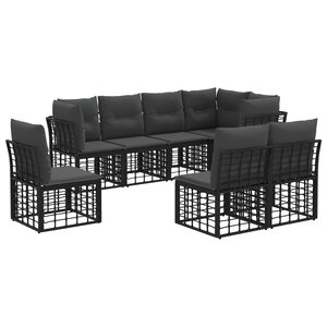 vidaXL Ensemble de canapés d'extérieur Noir Polyester