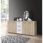 FINLANDEK Buffet bas - Décor chene sonoma et blanc mat - Contemporain - PILVI - L 179 cm