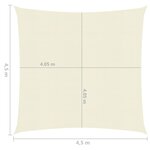 vidaXL Voile d'ombrage 160 g/m² Crème 4 5x4 5 m PEHD