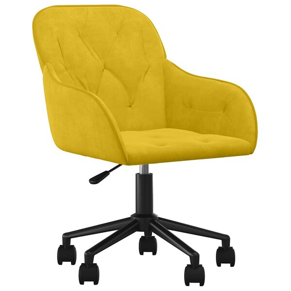 vidaXL Chaise pivotante de bureau Jaune Velours