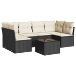 vidaXL Salon de jardin 7 Pièces avec coussins noir résine tressée