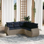 vidaXL Salon de jardin 5 Pièces avec coussins gris résine tressée