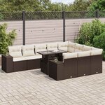 vidaXL Salon de jardin et coussins 11 Pièces marron résine tressée