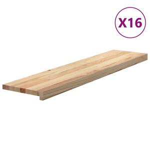 vidaXL Marches d'escalier 16 Pièces non traité bois de chêne massif