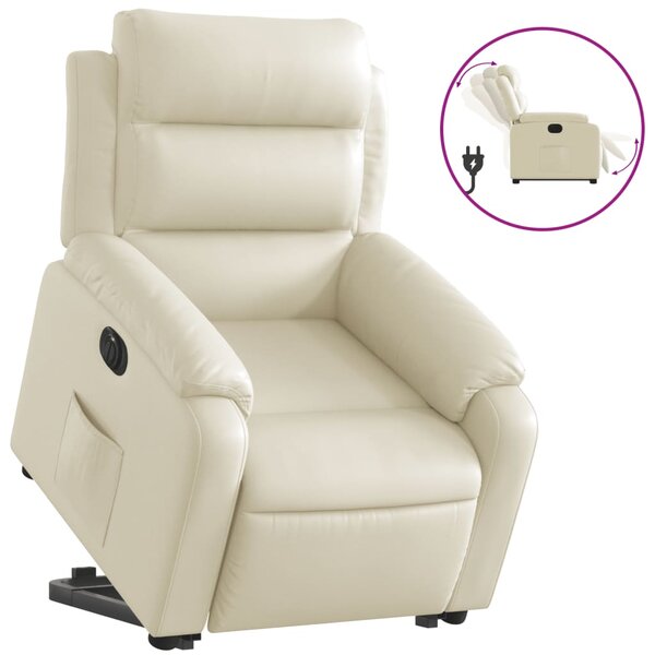 vidaXL Fauteuil inclinable électrique crème similicuir