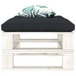 vidaXL Repose-pied palette avec coussin anthracite et fleur Bois