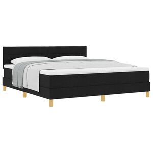 vidaXL Lit à ressorts avec matelas Noir 180 x 200 cm tissu