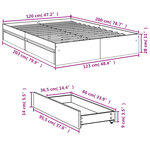 vidaXL Cadre de lit avec tiroirs sans matelas gris béton 120x200 cm