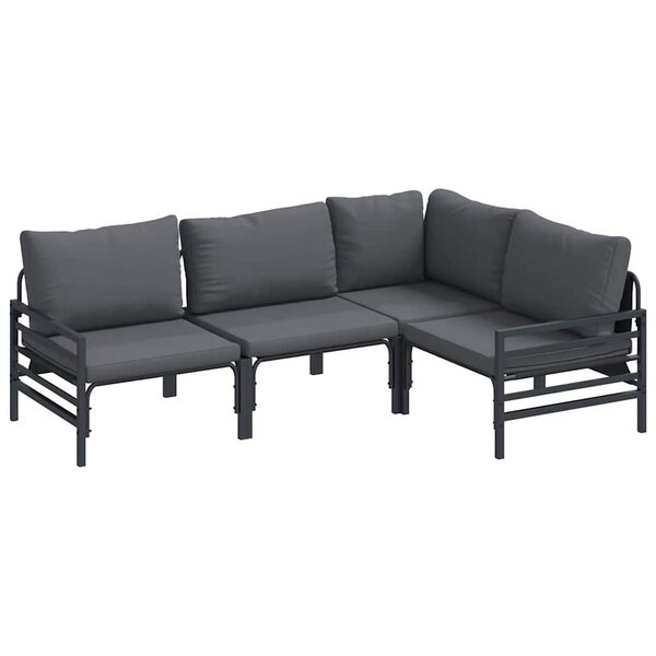 vidaXL Ensemble de canapé de jardin 4 Pièces Anthracite Acier
