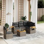 vidaXL Salon de jardin 6 Pièces avec coussins gris résine tressée