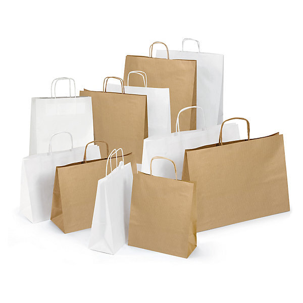 Sac kraft brun à poignées torsadées raja 35x35x15 cm