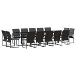 vidaXL Ensemble de salle à manger pour jardin 15 Pièces Noir Acier