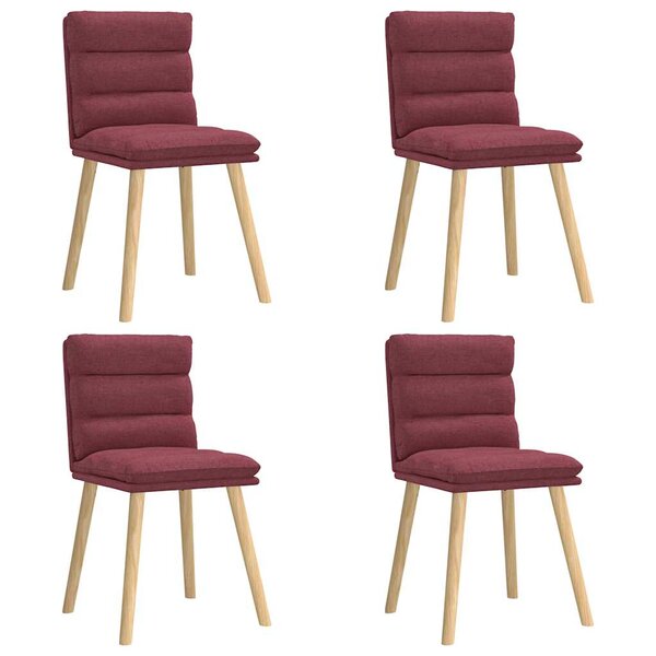 vidaXL Chaises à manger lot de 4 rouge bordeaux tissu