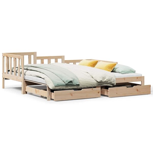 vidaXL Lit de jour avec gigogne et tiroirs sans matelas 90x200 cm