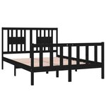 Vidaxl cadre de lit noir bois massif 135x190 cm double