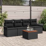 vidaXL Ensemble de canapé de jardin 5 Pièces Noir Poly rotin