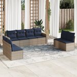 vidaXL Salon de jardin 8 Pièces avec coussins gris résine tressée