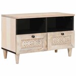 vidaXL Meuble TV Blanc 70 x 33 x 46 cm bois de manguier massif