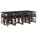 vidaXL Ensemble à manger de jardin avec coussins 13 Pièces marron rotin