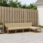 vidaXL Ensemble de canapés d'extérieur 5 Pièces Naturel et Beige