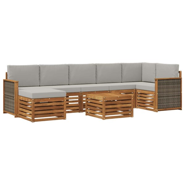 vidaXL Ensemble de canapés d'extérieur 7 pc Naturel et gris clair