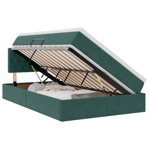 vidaXL Lit de Rangement avec matelas Vert foncé 120 x 200 cm Velours