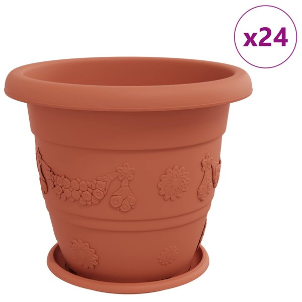 vidaXL Pots de plantes 24 Pièces Rouge brique Ø 39 x 32 cm Plastique