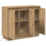 Buffet vidaXL avec LED en chêne artisan  90x32x75 cm  en bois aggloméré