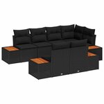 vidaXL Ensemble de canapé de jardin 7 Pièces Noir 264 x 154 x 85 cm