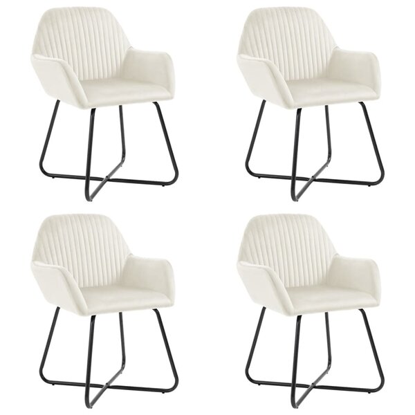 vidaXL Chaises à manger lot de 4 Crème Velours