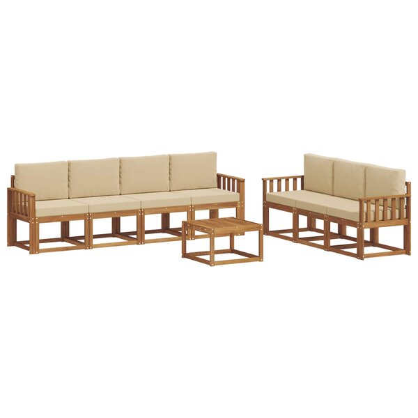 vidaXL Ensemble de canapés d'extérieur 8 pc Naturel et Beige