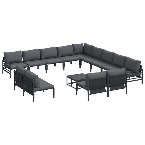 vidaXL Ensemble de canapé de jardin 14 Pièces Anthracite Acier