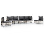 vidaXL Salon de jardin 6 Pièces avec coussins anthracite résine tressée