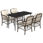 vidaXL Ensemble à manger de jardin 5 Pièces et coussins marron poly rotin