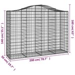 vidaXL Panier de gabions arqué 200x50x140/160 cm Fer galvanisé