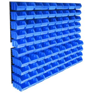 vidaXL Kit de bacs de stockage avec panneaux muraux 96 Pièces Bleu