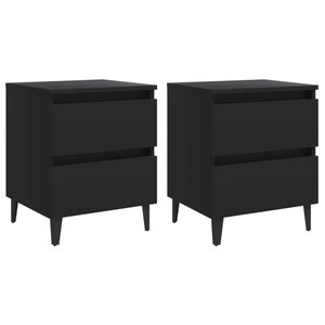 vidaXL Tables de chevet 2 Pièces noir 40x35x50 cm bois d'ingénierie