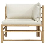 vidaXL Canapé d'angle de jardin avec coussins blanc crème Bambou