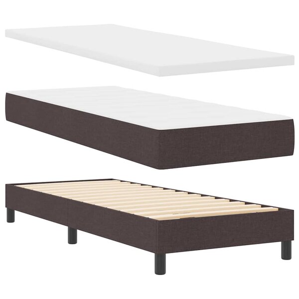 vidaXL Lit boxspring avec matelas Marron foncé 80 x 200 cm