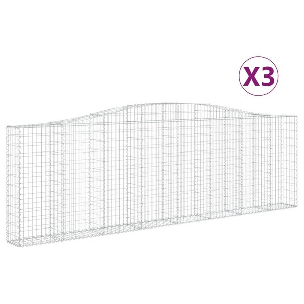 vidaXL Paniers à gabions arqués 3 Pièces 400x30x120/140 cm Fer galvanisé