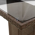 vidaXL Table de jardin avec dessus en verre marron résine tressée